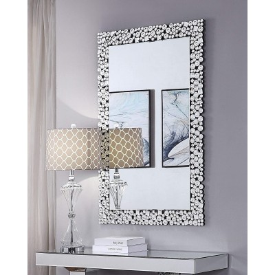 GHEDA Modern Rectangle Wall Mirror,Wall Mounted Accent Mirror,31 x 47 inch Large Decorative Mirror with Faux Gems for Living Room Bedroom Bathroom Washrooms Hotel Home Decor
