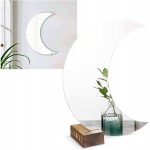 Gibbous Nimbus Crescent Moon Mirror with Moon Phase Wooden Base Real Glass Mirror Wall Decor Chic Boho Home Decor Witchy Decor Apartment Crystal Nursery Decorative Mirror