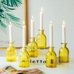 Glass Cylinder Vases Stripe 6Pcs for Centerpieces Yellow Bud Vases Decorative Glass Bottles Flower with Vase for Dining Table Home Wedding Decor