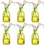 Glass Cylinder Vases Stripe 6Pcs for Centerpieces Yellow Bud Vases Decorative Glass Bottles Flower with Vase for Dining Table Home Wedding Decor