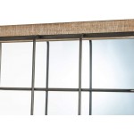 Glitzhome 31.5 x 23.6 Rustic Wooden Window Frame Wall Mirror Metal Windowpane Wall Mirror for Wall Décor