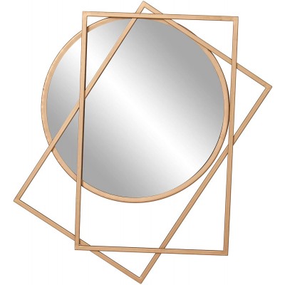 Gold Circle and Rectangle Layered Wall Accent Mirror