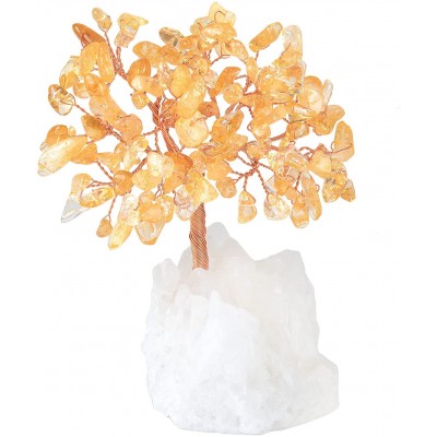 Handmade Citrine Crystal Tree Crystal Quartz Cluster Tree Yellow Gemstone Crystals Bonsai Feng Shui Money Tree for Wealth and Luck by MASGEMES