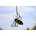 HAOSUM Bumble Bee Ornament Stained Glass Window Hanging Suncatcher Home Decor Gifts for Mom