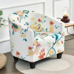 HAOYONG Club Chair Cover Stretch Barrel Chair Covers Printed Tub Chair Slipcovers Soft Armchair Sofa Cover Removable Couch Furniture Protector Club Chair Cover with Arms
