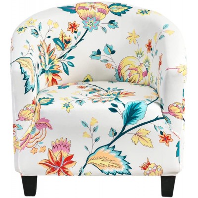 HAOYONG Club Chair Cover Stretch Barrel Chair Covers Printed Tub Chair Slipcovers Soft Armchair Sofa Cover Removable Couch Furniture Protector Club Chair Cover with Arms