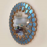 HIZLJJ Round Wall Mirror Rustic Accent Mirror Brushed Metal Frame for Bedroom Bathroom Living Room Entryway Wall Decor Vanity Size : L