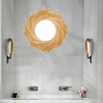 Homyl Relief Retro Hanging Sun Shaped Mirror Bathroom Bedroom Wall Accent Home