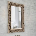 Howard Elliott Chateau Rectangular Hanging Wall Mirror Scroll Work Frame French Pewter 31.5 x 42 Inch