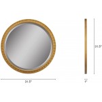 JTH Luxe Dauphin Round Gold Accent Wall Mirror,