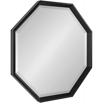 Kate and Laurel Calter Glam Framed Octagon Mirror 24 x 24 Black Sophisticated Modern Mirror for Wall Decor