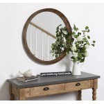 Kate and Laurel Colfax Round Wood Mirror 30 Diameter Natural Wood Chic Accent for Modern Boho Decor or Rustic Bathroom Mirror