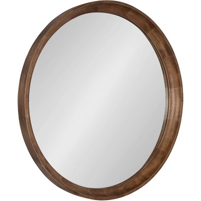 Kate and Laurel Colfax Round Wood Mirror 30" Diameter Natural Wood Chic Accent for Modern Boho Decor or Rustic Bathroom Mirror