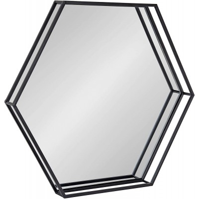 Kate and Laurel Felicia Modern Hexagon Mirror 30" x 30" Black Geometric Accent Mirror for Wall