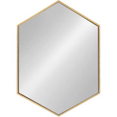 Kate and Laurel McNeer Hexagon Metal Frame Wall Mirror with Gold Finish for Bathrooms Entryways Bedrooms and More 31 x 22-inches