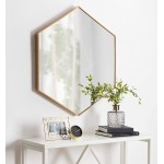 Kate and Laurel Rhodes 6-Sided Hexagon Wall Mirror 30.75x34.75 Gold