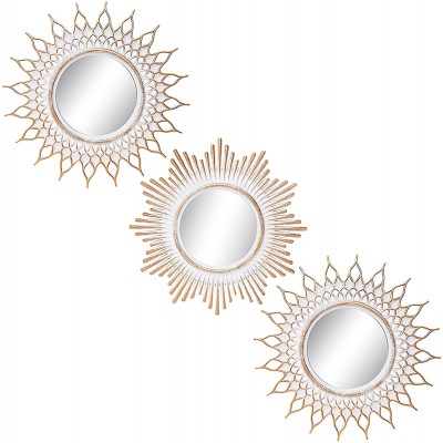 Kelly Miller Brushed Gold Mirrors for Wall Decor Set of 3 Wall Mirror Decorations for Living Room Dinning Room & Bedroom MW002