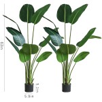 kutuuhome Artificial Bird of Paradise Plant Banana Leaf Fake Tropical Palm Tree for Indoor Outdoor Perfect Faux Plants for Home Garden Office Store Decoration 10 Leaves 1 Pack,63 Inch