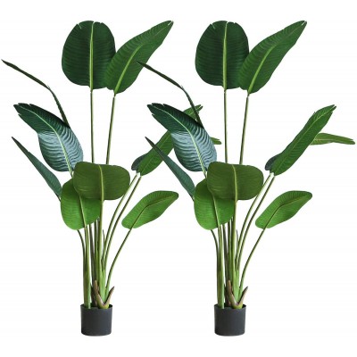 kutuuhome Artificial Bird of Paradise Plant Banana Leaf Fake Tropical Palm Tree for Indoor Outdoor Perfect Faux Plants for Home Garden Office Store Decoration 10 Leaves 1 Pack,63 Inch