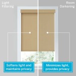 LEVOLOR Cordless Light Filtering Fabric Roller Window Blind Shade Vitality Collection Mink