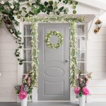 LOHASBEE Artificial Spring Wreath 22 Faux Daisy Berry Greenery Wreath Handcrafted White Green Flora with Leaves Summer Wreath for Front Door Porch Farmhouse Easter Wedding Outside Decor
