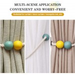 Maltose 2 PCS Strong Magnetic Curtain Tiebacks 2 Colors Wooden Balls Weave Rope Drape Ties 18.5 Inches Window Treatment Holdbacks for Home Office Cafe Balcony Decor