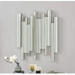 Mirrored Line Wall Decor Art Work Silver Metal Decorative Accent Wall Mirror for Hom Office Bedroom Living Room Decoration 40 x 32