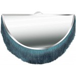 MOTINI 25x 20 Beveled Decorative Wall Mirror Contemporary Half-Circle Frameless Wall Mirrors with Teal Fringe Accent Mirror for Bedroom Living Room Entryways