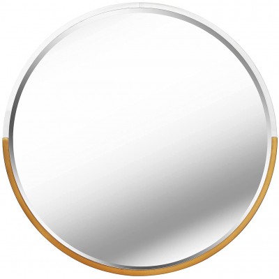 MOTINI 31.5'' Large Round Beveled Wall Mirror Brushed Brass and Acrylic Frame Circle Decorative Wall Mounted Mirror for Vanity Living Room Bathroom Bedroom Entryway