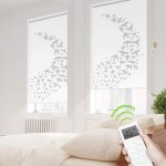 Motorized Smart Shade Painting Print Blackout Window Blinds Customized Size and Picture Remote Wireless Electric Shades Compatible with Alexa for Home Office Birds Printed