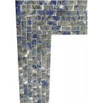 Multi-Colored Cobalt Blue & Silver Luxe Mosaic Glass Framed Wall Mirror Decorative Embossed Glass Mosaic Rectangular Vanity Mirror Accent Mirror 30 X 24