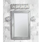 Noble Park Tryon Rectangular Vanity Decorative Large Wall Mirror Modern Silver Mirrored Frame Beveled Glass Edge 25 Wide for Bathroom Bedroom Living Room Home House Office Entryway