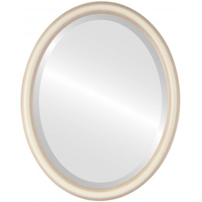 Oval Beveled Wall Mirror for Home Decor Saratoga Style Taupe 18x22 Outside Dimensions