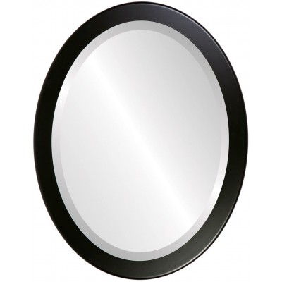 Oval Beveled Wall Mirror for Home Decor Vienna Style Matte Black 18x22 Outside Dimensions