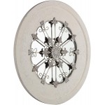 Patton Wall Decor 32 Inch Rustic White Wash Wood and Metal Round Cut Wall Mounted Mirrors