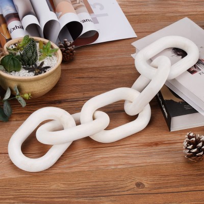 QUEENSDOWN Decorative Wood Chain Link Modern Boho Home Farmhouse Decor 5 Link Chain Decor Hand-Carved Wooden Aesthetic Crafts Sustainable Pine Wood for Shelf Living Room Rustic Country