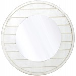 Red Co. 17.5 Decorative Farmhouse Round Wall-Mounted Accent Mirror with Wooden Frame in Distressed White Finish Medium