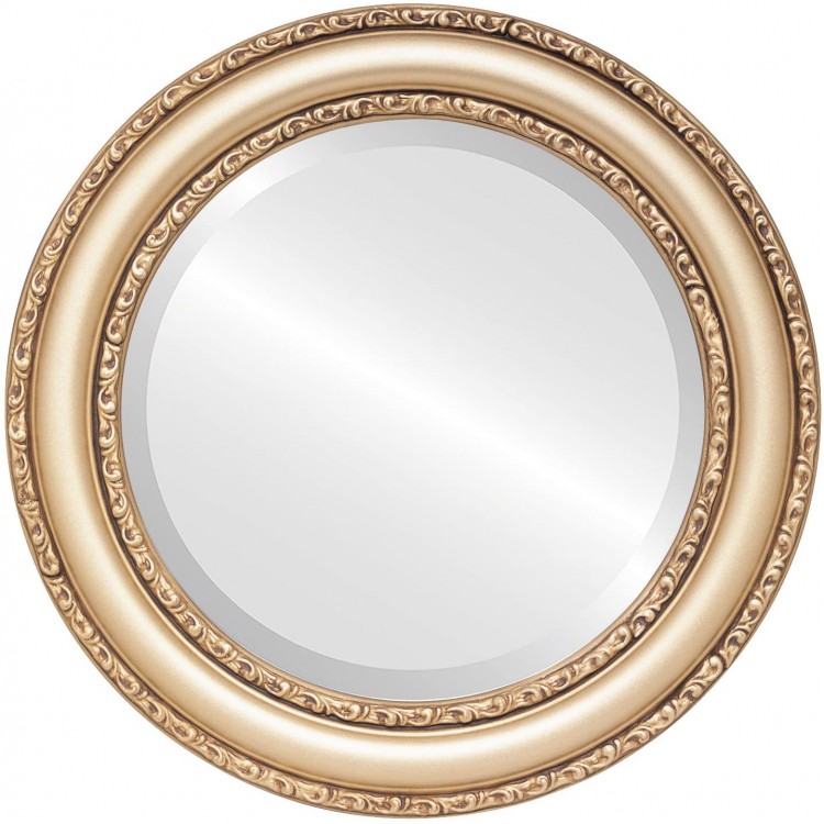Round Beveled Wall Mirror for Home Decor Dorset Style Gold Spray 22x22 Outside Dimensions
