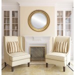 Round Beveled Wall Mirror for Home Decor Philadelphia Style Gold Leaf 28x28 Outside Dimensions