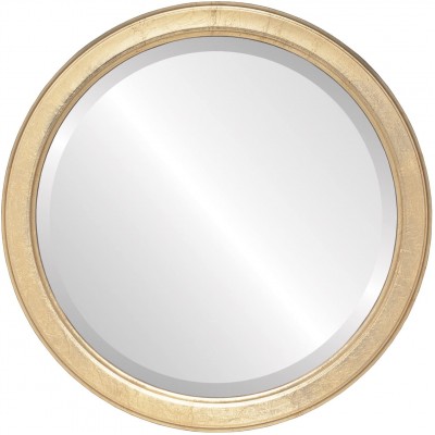 Round Beveled Wall Mirror for Home Decor Toronto Style Gold Leaf 20x20 Outside Dimensions