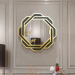 SJASD Decorative Wall Mirror,Geometric Metal Sunburst Wall Mirror,Wall Mirrors Hanging Accent Mirror for Bedrooms Closets Living Room Décor