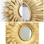 SJASD Gold Sunburst Wall Mirror,Metal Decorative Wall Mounted Mirror,Wall Mirrors Hanging for Living Room Modern Accent Mirror Wall Decor for Bedroom Fireplace