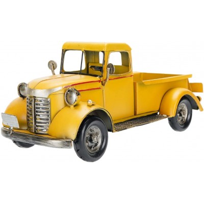 SOFFEE DESIGN 12in Collectible-Vehicles Classic Truck Pick-up Model Iron Decorations Collectible Figurine Desktop Car Wine Holder for Home Decor Yellow