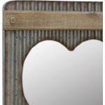 Stonebriar Corrugated Metal & Wood Heart Shaped Mirror with Attached Wall Hanger and Clip ; Industrial Wall Decor ; Distressed Finish