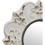 Stonebriar Decorative 8 Antique White Round Ceramic Accent Wall Mirror