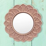 Stonebriar Decorative 9 Dusty Rose Pink Round Floral Ceramic Accent Wall Mirror