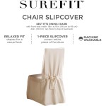 SureFit Home Décor Duck Solid T-Cushion Chair Cover Relaxed Fit 100 Percent Cotton Machine Washable 1 Count Pack of 1 Natural Color