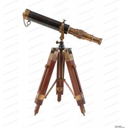 Table Décor 9 inch Telescope Vintage Marine Gift Functional Instrument Collectables Gift Item Brass Antique + Wood