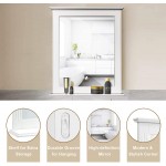 Tangkula Bathroom Wall Mirror with Shelf Square Makeup Mirror Wall Hanging Mirror Vanity Mirror for Dressing Room Washroom Bedroom Modern Concise Wall Mounted Mirror White