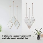Umbra Dima Mirrors Set of 3 Trio of Decorative Mirrors for Wall Decor Apartment Décor Wall Art Copper 28.7 x 17.7 x 1.6 cm